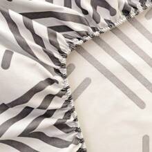 1pc Soft, Comfortable, Skin-Friendly Printed Fitted Sheet - Simple Gray - View 9