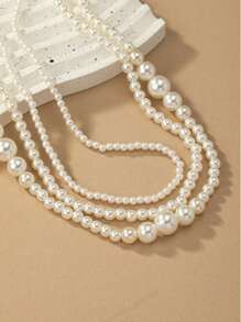 1pc colar de pérolas falsas minimalista e elegante