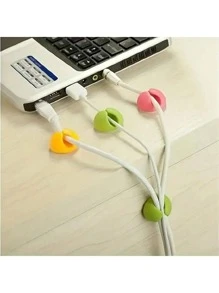 3pcs Round Data Cable Organizer, Silicone Data Cable Fixe,Cable Manager, Cable Clamp, Desktop Computer Holder, Adhesive Cable Manager, And Charger Holder Bedside Table, Wall, Car, And Office Cable Management Accessories ﻿