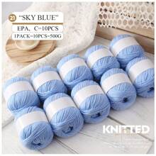 10支装奢华丝混纺纱线套装 - 10支柔软针织纱线，适合编织毛衣、围巾，每支50克，多种颜色（米色、白色、红色、黑色） - 10團裝 - 查看 29