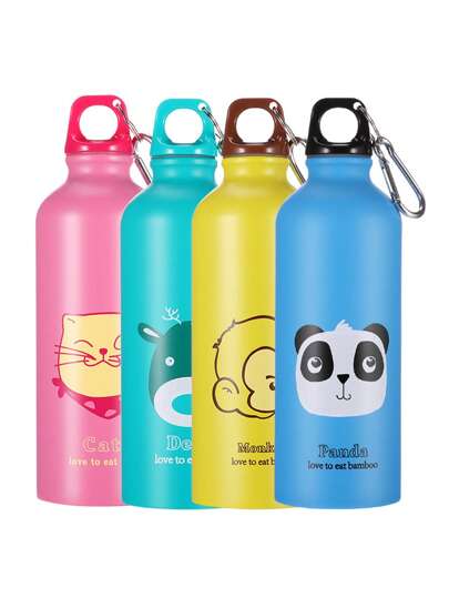 1pc 500ML Cute Cartoon Animal Shaped Stainless Steel Sports Water Bottle, Creative Cup For Cycling, Hiking, Camping, Outdoor Sports, Basketball, Football, Back To School, Great Gift