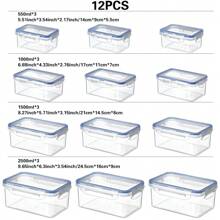 3/4/8/12pcs Food Storage Containers With Lids, Meal Prep, Kitchen Storage Containers, Lunch Bento Box, Leakproof, Airtight Plastic Lunch Boxes, Suitable For Microwave, Oven, Fridge And Dishwasher
