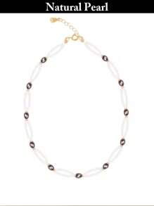 1pc Fashionable Pearl Necklace Bracelet Set, Natural Pearl Jewelry Set, White Pearl Necklace, Elegant Style For Daily Wear And Holiday Gifts - Necklace - View 5