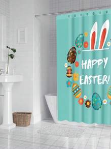 1pc, Colorful Eggs, Rabbit Ears, Happy Easter Letter Graphic Printed, Easter Elements Waterproof Shower Curtain Tapestry Wall Hanging Curtain, With 12 Hooks, Waterproof Polyester Fabric Shower Curtain, Decorative Bathtub Divider Home Decoration Bathroom Accessories, Great As Gift Mother's Day Flowers, Personalized Gifts For Mom, Last Minute Gifts, Mother's Day Ideas, Mothering Sunday Gifts, Handmade Cards For Mum, Best Mother's Day Gifts Under $50