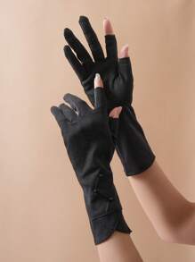 1 双女士超长珍珠防晒防滑露指手套，休闲波西米亚风派对可爱街头优雅荷叶边骑行手套，适合单身派对、生日、社交活动、日常穿着、春夏 - 彩色 - 查看 5