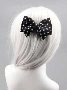 1 Pair Black Fabric Polka Dot Bow Flower Decor, New DIY Suitable For Clothing & Headpiece Accessories