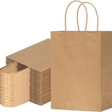 20/40pcs Kraft Paper Gift Bags, Shopping Bags, Party Bags, Party Favor Bags, Craft Tote Bags, Party Favors, Birthday Decor, Party Supplies Decor, Wedding Decor, Random Color DIY
