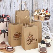 20/40pcs Kraft Paper Gift Bags, Shopping Bags, Party Bags, Party Favor Bags, Craft Tote Bags, Party Favors, Birthday Decor, Party Supplies Decor, Wedding Decor, Random Color DIY