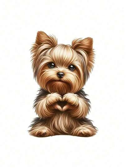 1pc Yorkshire Terrier Dog Heart Shaped PVC Sticker Easy To Apply, Glittery Finish For Car, Laptop, Water Bottle Decor Stickers, Can Cover Scratches Gifts Birthday Graduation Room Decor Home Decor Wall Decor Bathroom Decor Bedroom Decor Room Decoration Stuff Living Room Decor House Decor Home Decor Living Room Wall Art Wall Paper