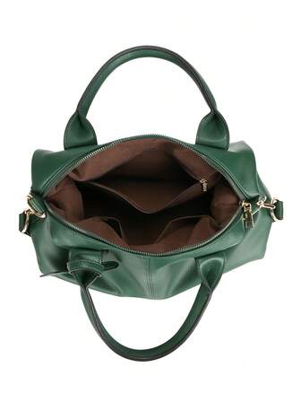 Ny vintage PU-läderväska för kvinnor, moderiktig axelväska med dragkedja och avtagbar rem, 2-i-1-väska för kvinnor, grå, svart, grön