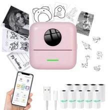 Thermal Mini Printer, Portable Inkless Sticker Maker, Free Cut Small Pocket Printer For DIY 57mm Photo Print - Multicolor - View 1