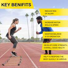 Youyijia Training Ladder 6M Agility Ladder Speed Training Football Ladder 12 Rungs Football Speed Training Ladder Agility Speed Training Equipment For Football Tennis Basketball Practice (6M) - ‎6m Black&yellow - View 5