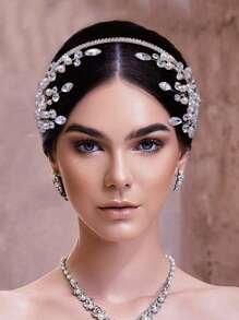 Diadema hecha a mano de color plateado con cristales, accesorios de moda para el cabello para mujeres y niñas, apropiada para novias
