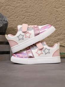 Zapatillas casuales para niños con cierre de y combinación de colores, versátiles y con estilo para la escuela y el campus - Rosa - Ver 3