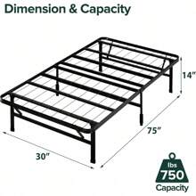 Rumi 14" Easy SmartBase® Mattress Foundation - Full Size, Sturdy Metal Frame, No Box Spring Required, Convenient Packaging
