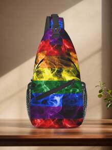 Flag Rainbow Men's Fashion Chest Bag, Shoulder Bag, Crossbody Bag, Sports Bag, Travel Bag, Suitable For Daily Travel, Business, Work, Campus, Etc., The Perfect Holiday Gift Suitable For Teen Summer Casual Outdoor Athletic Or Vacation Travel Or Graduation Gifts Or Birthday Dress Accessories