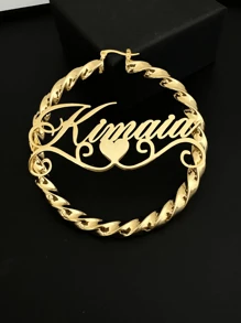 Pendientes de aro con nombre personalizado, pendientes de aro con nombre retorcido, pendientes de aro grandes, pendientes con nombre en oro, joyería personalizada, pendientes de bambú, regalo de joyería personalizada, pendientes con nombre en oro, pendientes con nombre de mujer, regalo para ella, para esposa, para hermana, para novia