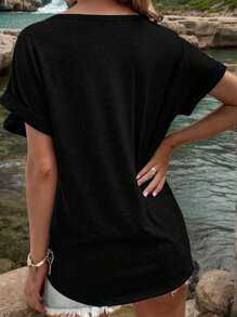 Camiseta de entrenamiento de verano para mujer con estampado de libélulas y escote en V para uso al aire libre