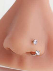 1 pieza Accesorio de acero inoxidable con piedras de circonita cúbica desmontable, de forma exagerada y elegante, de varios colores, para perforación corporal de moda minimalista para mujeres, anillo de nariz en forma de C, 1.0mm, adecuado para regalos de cumpleaños, festivos, fiestas y uso diario