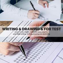 35 件套艺术自动铅笔套装带盒，0.5 0.7 0.9 2.0 石墨金属绘图绘图铅笔，卷笔刀橡皮擦 384 件铅芯替换装（6B 4B 2B HB 2H 4H 颜色）用于书写素描的铅笔，黑色返校 - 黑色 - 查看 9