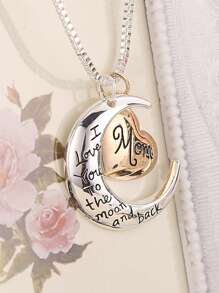 Collar del Día de la Madre con colgante en forma de corazón que dice "Te Amo Mamá", cadena para suéter