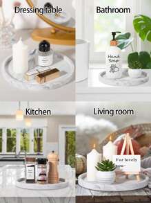 1pc/3pcs Round Marble Pattern Storage Tray, Bathroom Organizer Rack, Easy To Clean, Candle/Fragrance Holder, Silicone Vanity Tray, Jewelry Dish, Ideal For Liquid Soap, Shampoo, Spice Jars, Vase Mat In Home, Bathroom, Kitchen, Living Room, Coffee Table, Dining Room Plates Plate Kitchen Decor Trays Fruit Tray Tray Decor Gifts Birthday Graduation