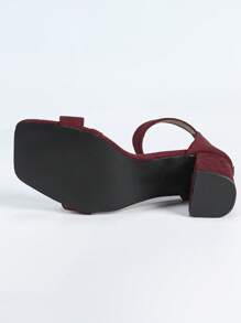 Qin TiNian Wine Red Vacation Style Women's Burgundy High Heels, New Spring/Summer 6.5CM High Heels Wedding Shoes For Wedding, Party, Formal Occasions, Outdoor Wear, Big Bow Decor Elegant Ankle Strap Ladies High Heel Sandals - Burgundy - View 10