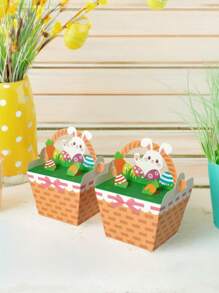 5/10 sztuk Wielkanocne pudełko na prezent Króliczek Pudełko do przechowywania cukierków z uchwytem, DIY Opakowanie do pieczenia, pudełko na prezent na przyjęcie, dekoracja parapetu/biurka, może zawierać przekąski