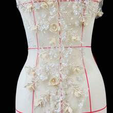 1pc 3D Embroidered Crystal Sequin Floral Lace Fabric Applique Decor, Front Chest And Back Patch, Hot Selling DIY Crafting Material, Versatile, Suitable For Birthday Party, Stage, Crafters (Patch, Applique)