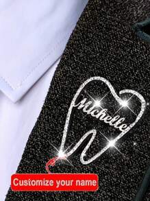 Customizable Dentist Name Pin - Stainless Steel, Sparkling Teeth Design, With Personalized Engraving Option, Elegant Accessory For Suits And Dresses, Ideal Gift For Dad Or Men, Dental Gift