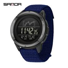 SANDA. SANDA Electronic Watch Nylon Strap Digital Display Multifunctional Alarm Clock Student Watch Waterproof Military Sports Watch