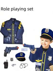 Set di costumi per bambini con molti pezzi, come gilet da polizia, gilet da pompiere, cappello, zaino, accessori, adatto per il gioco di ruolo, gioco in casa, sia interno che esterno, regali di Ognissanti e festività, abbigliamento per bambini dai 3 ai 6 anni, costumi da carnevale