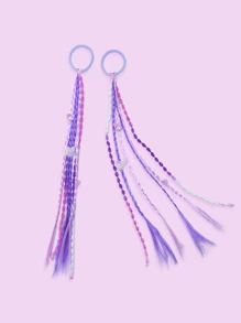 1 par de coleteros de peluca coloridos, lazos de pelo dulces y frescos, bandas de pelo trenzadas para mujeres