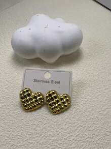 1 par/4 pares de aretes minimalistas con forma de corazón y flor geométrica, aretes mini ligeros y compactos de nicho coreano para mujeres