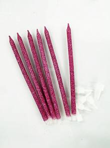 6pcs Pink Powder Straight Wax Birthday Party Cake Decorative Candles - Pink - View 4