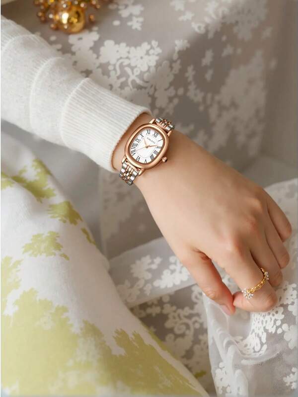 Um relógio feminino elegante, estiloso, minimalista, retrô, requintado, casual, empresarial e oval