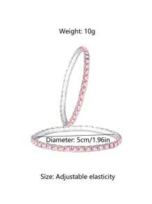 2 件时尚女士粉水晶弹力手链，闪亮的 Y2K 风格弹力手链套装，是送给女士的理想礼物，适合派对和日常佩戴 - 粉色 - 查看 2