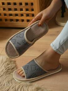 Women's Fabric Linen Slippers, Suitable For Indoor Use Year-Round, Spring/Summer/Autumn/Winter