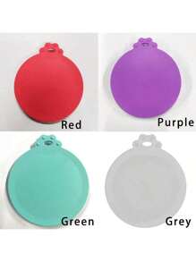1pc Reusable Silicone Pet Food Can Cover With Feeding Spoon - Round Container Shape, For Keeping Pet Utensils Fresh - Multicolor - View 9