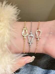 Sparkly Horseshoe Decor Zirconia Bracelet, Minimalist Design, And Versatile Accessory