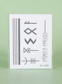 1 pièce Tatouages temporaires géométriques vikings. Tatouages semi-permanents de style européen, imperméables, anti-transpiration, durent 1 à 2 semaines. Tatouages réalistes à base de jus de plantes, anti-friction, non réfléchissants, faux tatouages noirs pour femmes et hommes. Stickers de tatouage pour bras, torse, jambe, abdomen, taille, doigt, cou. Art corporel moderniste.