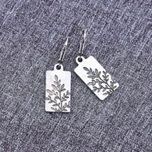 Mặt dây chuyền vuông nhỏ phong cách Bohemian cổ điển có họa tiết khắc hoa, quà tặng tiệc/du lịch/kỷ niệm, phụ kiện hàng ngày - Bạc - Xem 7