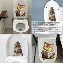 3D Visual Cat Themed Bathroom Toilet Decorative Sticker, Adhesive Wall Decal For Laundry Room