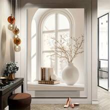 1pc Modern Floral Vase Art Canvas Poster - Unframed White Wall Decor For Living Room And Bedroom, Peaceful Window View Design With Spring/Winter Theme, Lovely Room Decoration Gifts Birthday Graduation - Multicolor - View 1