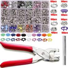 800pcs/200sets Metal Five-Prong Snap Fastener Plier, Hollow & Solid Metal Claw Snap Button Fastener Rivet Kit, For Clothing Sewing, Ideal For DIY Crafts, Apparel, Hats And Sewing (Random Color)
