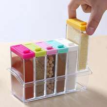 1pc Creative Double-Sided Open Seasoning Box, 6pcs Kitchen Salt Shaker & Spice Jar Set, Multi-Purpose Storage Container,Food,,Kitchen,Cooking,Seasoning,Spice,Party,Travel,Kitchen Items,Kitchen Tools,Kitchen Things.