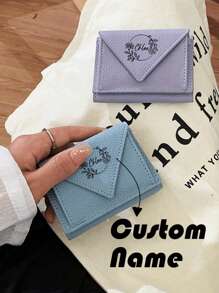 1 件个性化定制钱包卡夹，女士小钱包，女士优质折叠钱包，短款手拿包，女士钱包，多卡位身份证包短款男士卡片收纳包，送给妈妈的礼物 - 彩色 - 查看 1