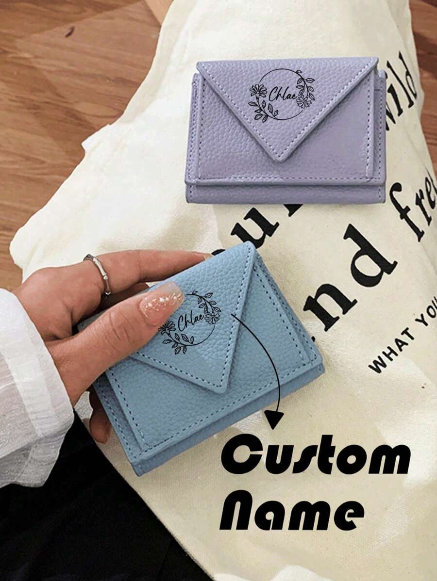 1 件个性化定制钱包卡夹，女士小钱包，女士优质折叠钱包，短款手拿包，女士钱包，多卡位身份证包短款男士卡片收纳包，送给妈妈的礼物 - 彩色 - 查看 1