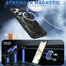 Funda protectora para teléfono compatible con iPhone 16, 15, 14, 13, 12, 11 Pro/Pro Max/Plus, iPhone XR/XS/XS Max, con soporte magnético giratorio 360° invisible, carga inalámbrica magnética y textura mate a prueba de golpes.