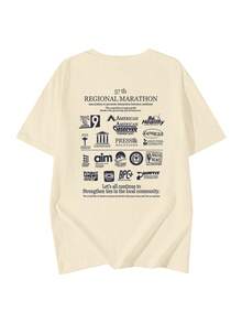 Spring/Summer New Women Letter Graphic Printing Round Neck Casual Versatile Girl Short Sleeve T-Shirt - Apricot - View 4